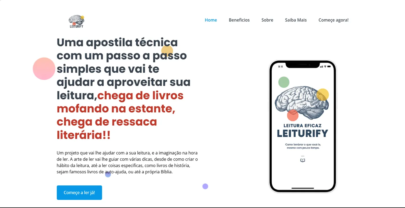 Landing page Leiturify